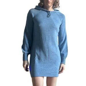 Intermix Sz S Merino Wool Blue Hooded Sweater Dress